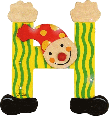 Lettre Alphabet Bébé En Bois Clown H (420x450)
