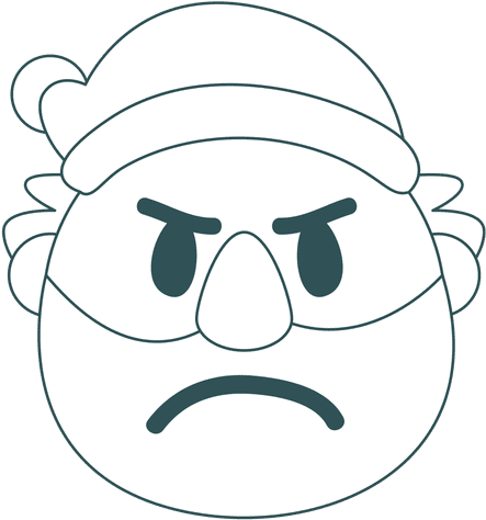 Frown Santa Claus Green Stroke Emoticon 25 Transparent - Stroke (512x512)