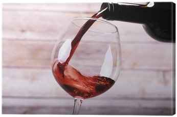 Pouring Wine Into Glass And Background Canvas Print - Red Wine (400x400)