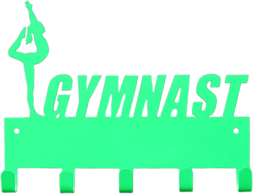 Female Gymnast Hot Green 5 Hook Medal Display Hanger - Medal (550x400)