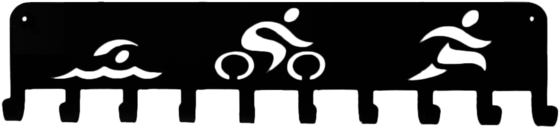 Triathlon Swim Bike Run Cutouts Only Black 10 Hook - Triathlon Icons (cut Out Design) Medal Display, 10 (560x224)
