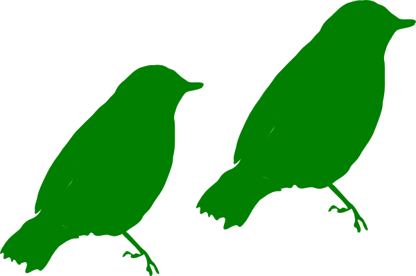 Green Birds Clip Art - Black Bird Clip Art (600x398)