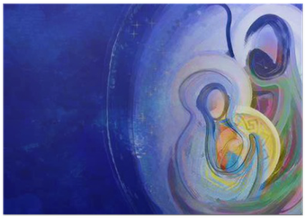 Christmas Religious Nativity Scene, Holy Family Abstract - Religion (400x400)