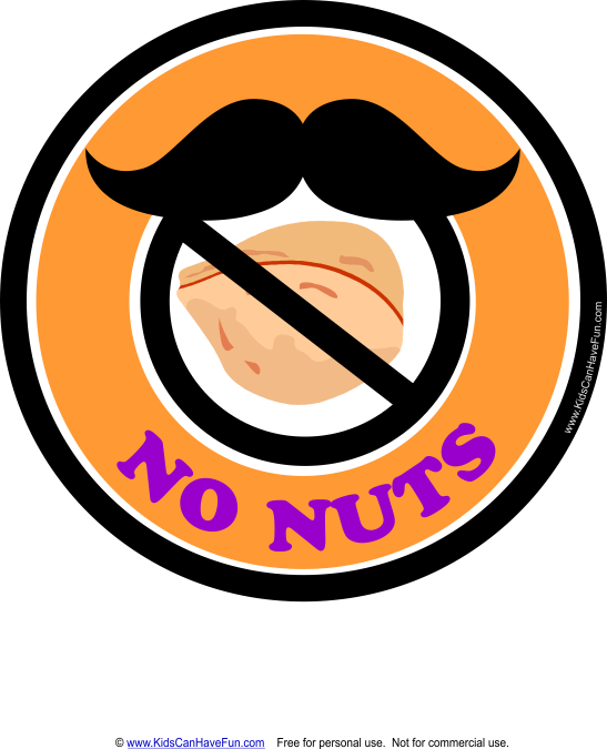 Halloween Mustache No Nuts Poster - Allergy (547x675)