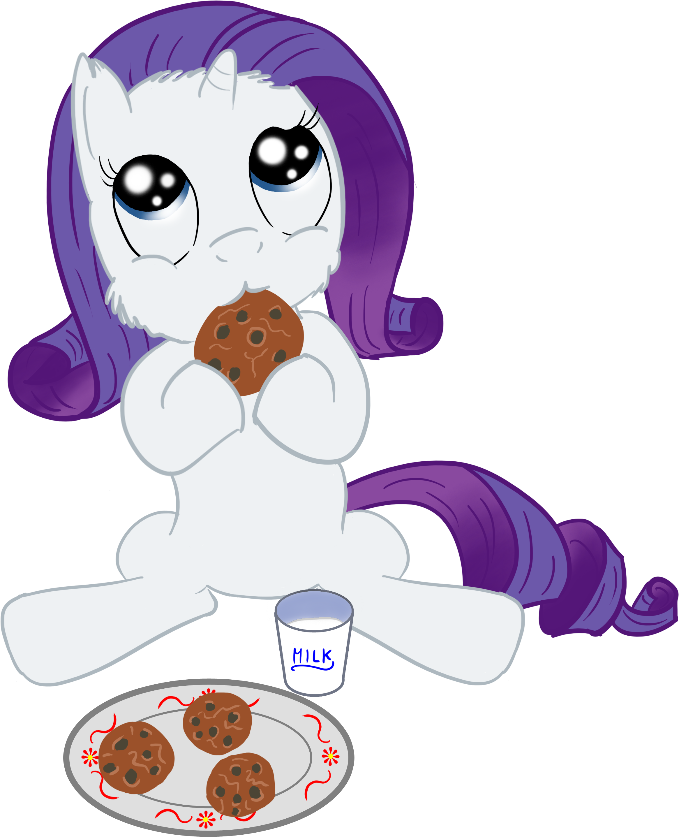 Fluffy Rarity - Cute Cookies And Milk (4000x4095)
