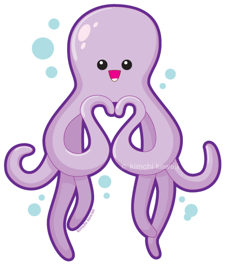 I Heart U By Kimchikawaii - Octopus Hearts You Mug (600x600)