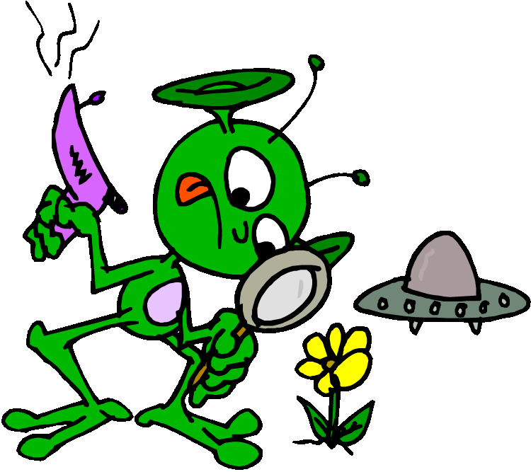 Clipart Alien With Magnifying Glass (750x667)