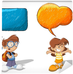 Cartoon Children Talking With Speech Balloon Wall Mural - Personas Con Globos De Dialogo (400x400)