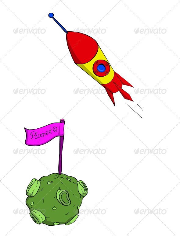 Rocket And Planet - Vector Graphics (590x776)