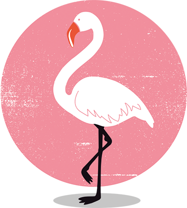 Flamant Rose Fond Transparent (374x415)