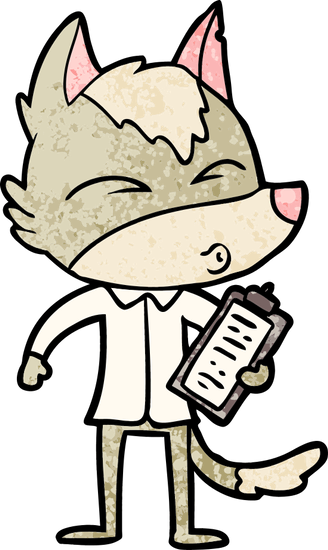 Cartoon Office Wolf Whistling - Crying Wolf Cartoon (328x550)