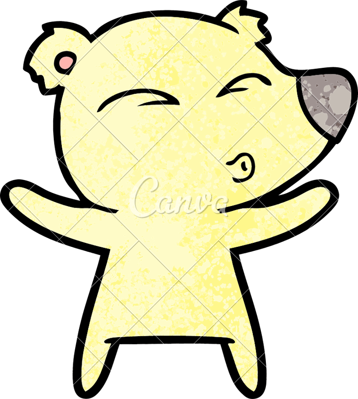 Cartoon Whistling Bear With Open Arms - Caricature (719x800)