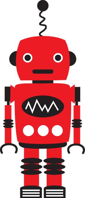 Robô - Minus Más - Cute Red Robot Clipart (286x666)