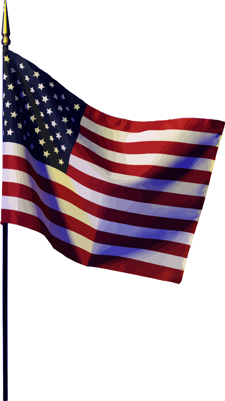 Digitalclipart Royalty Free Vector Clipart - Waving American Flag Hanging On A Pole (768x1371)