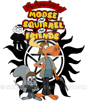 Moose And Squirrel By Shirtdorks - Supernatural Symbol Throw Blanket (400x465)