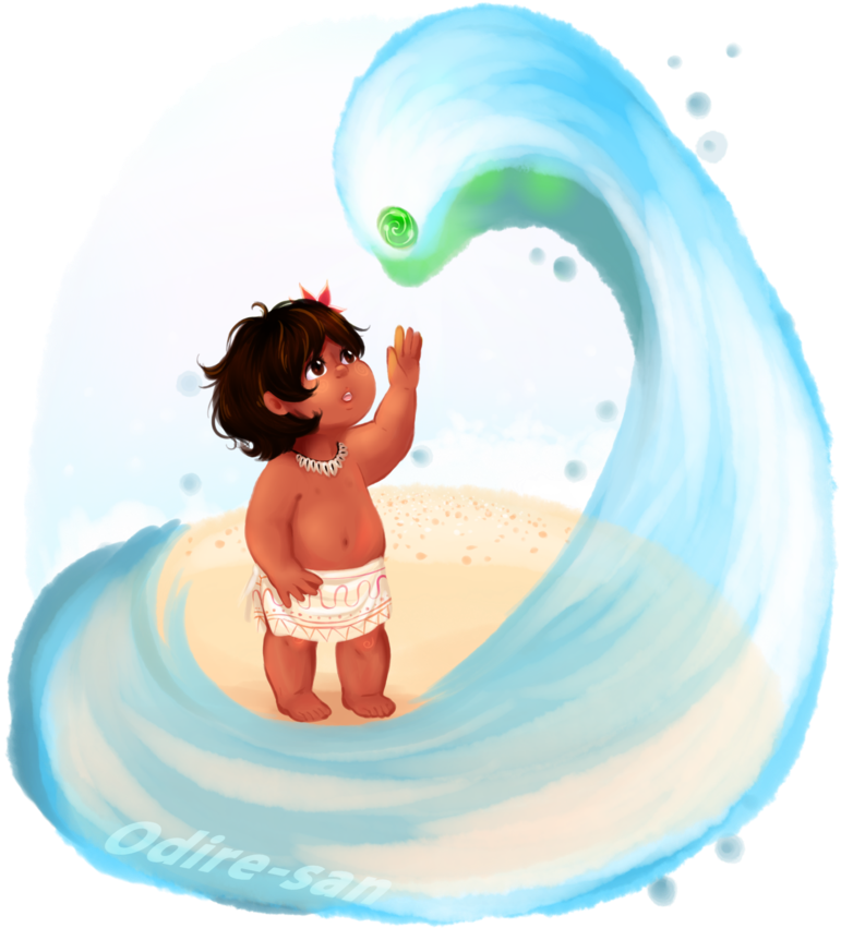 Choseen By The Ocean By Odire-san - Baby Moana And The Ocean (800x978)