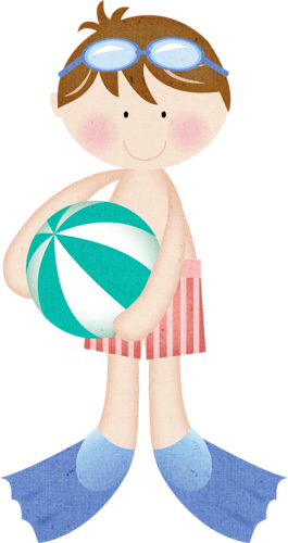 Red Haired Boy With Beach Ball - Clip Art (265x500)