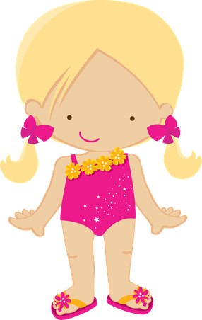 Praia E Piscina - Girl Swimsuit Clipart (286x452)