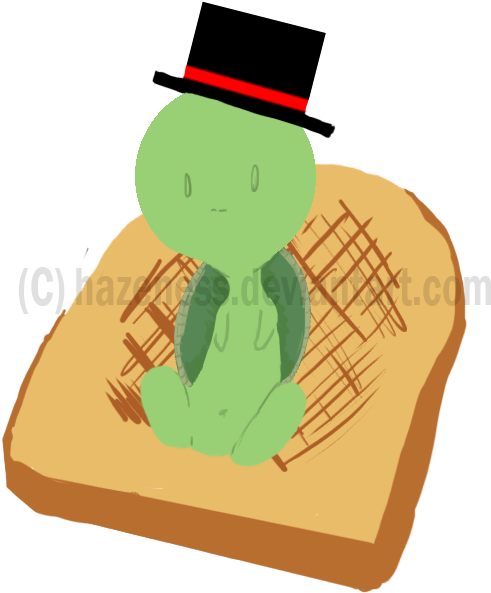 Turtle On Toast With A Top Hat By Hazeness - Illustration (578x665)