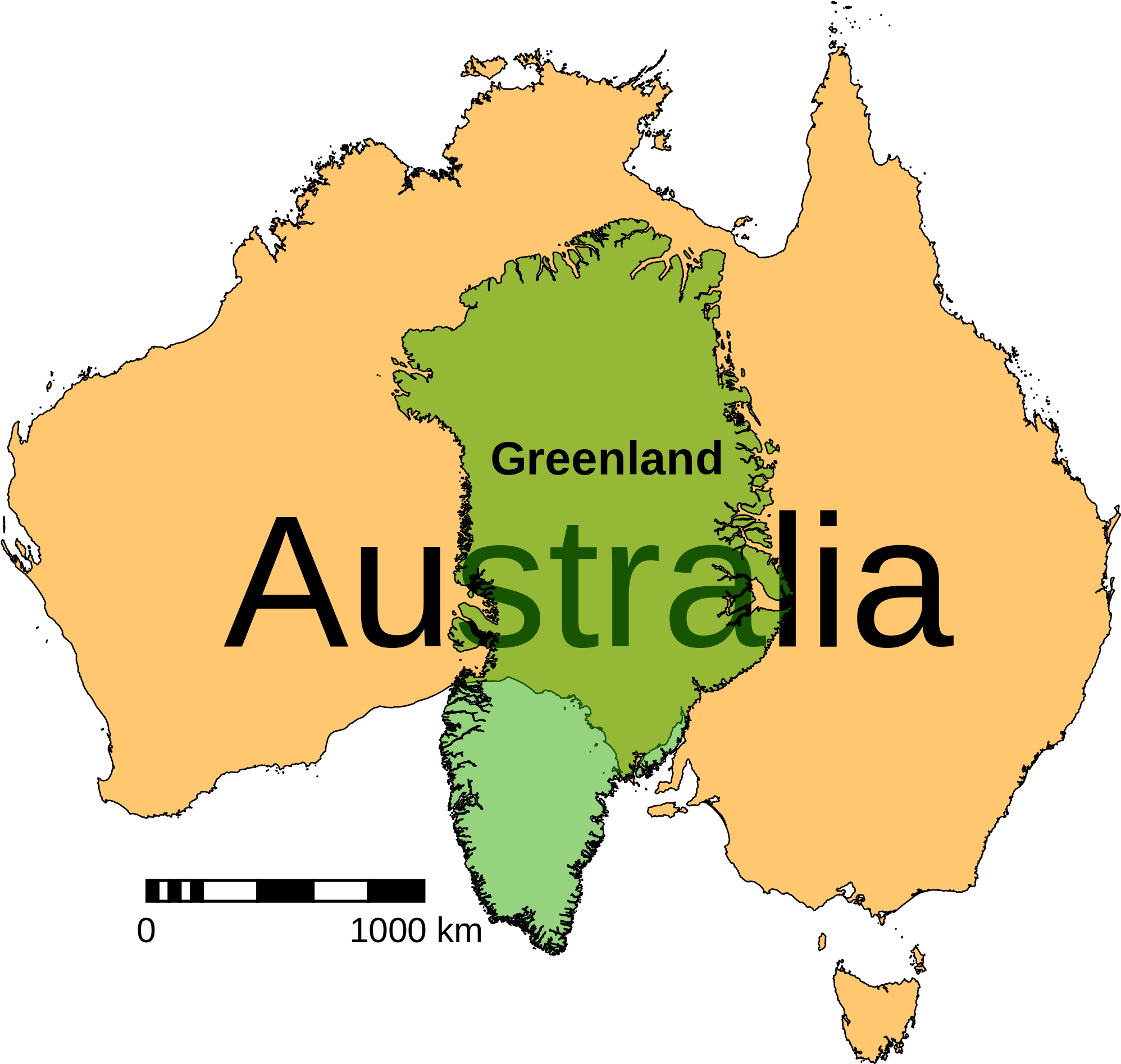 No It Isn't - Greenland Compared To Australia (2000x1901)