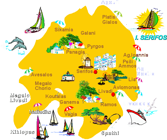 Greece Grecia Serifos Island Map Cruise Crucero Ideal - Serifos (563x474)
