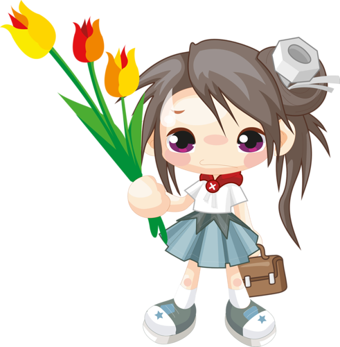 Children Shcool Ученики Я Шагаю В Первый Класс - Cute Cartoon Characters (491x500)