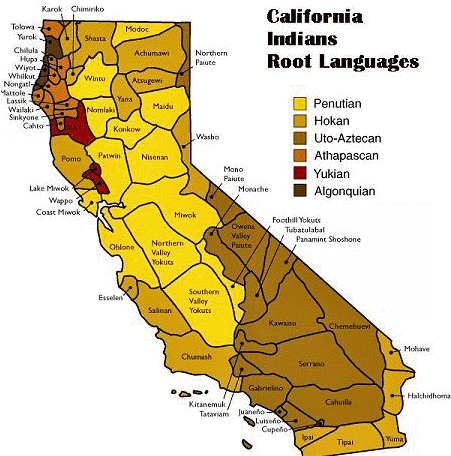Long-dormant California Indian Languages And Cultures - Miwok Map (450x467)