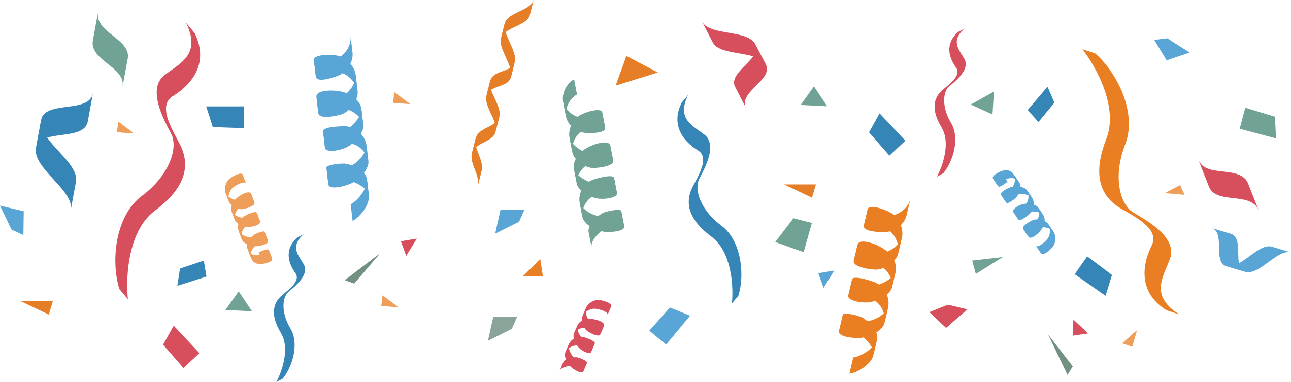 Confetti Ribbons - Happy New Year Ribbon Png (2543x753)