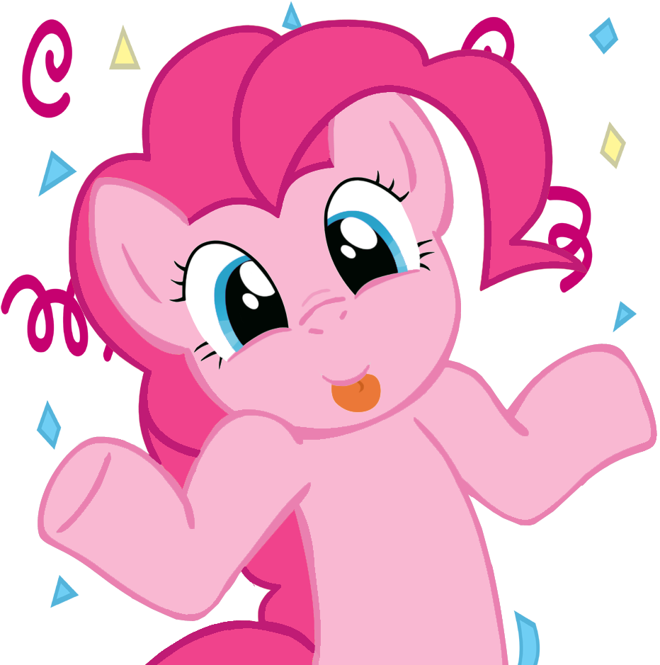 Pinkiepiemike, Confetti, Looking At You, - Pinkie Pie Shrug (945x945)