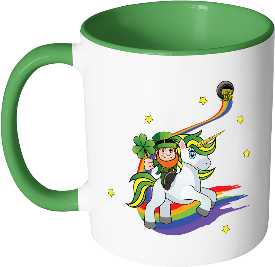 St Patricks Day Coffee Mug Leprechaun Riding On Irish - Like A Boss Pug Dog Black 11 Oz Accent Coffee Mug (1024x1024)