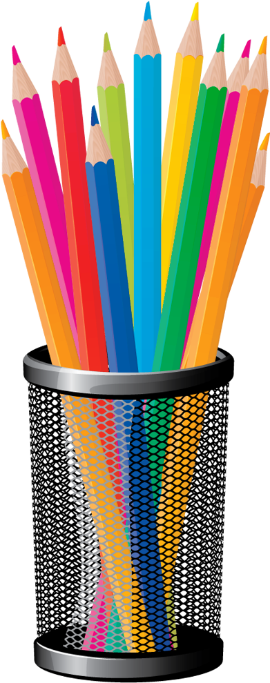 Pencil Cup Png Clipart Image - School Vector (491x1023)