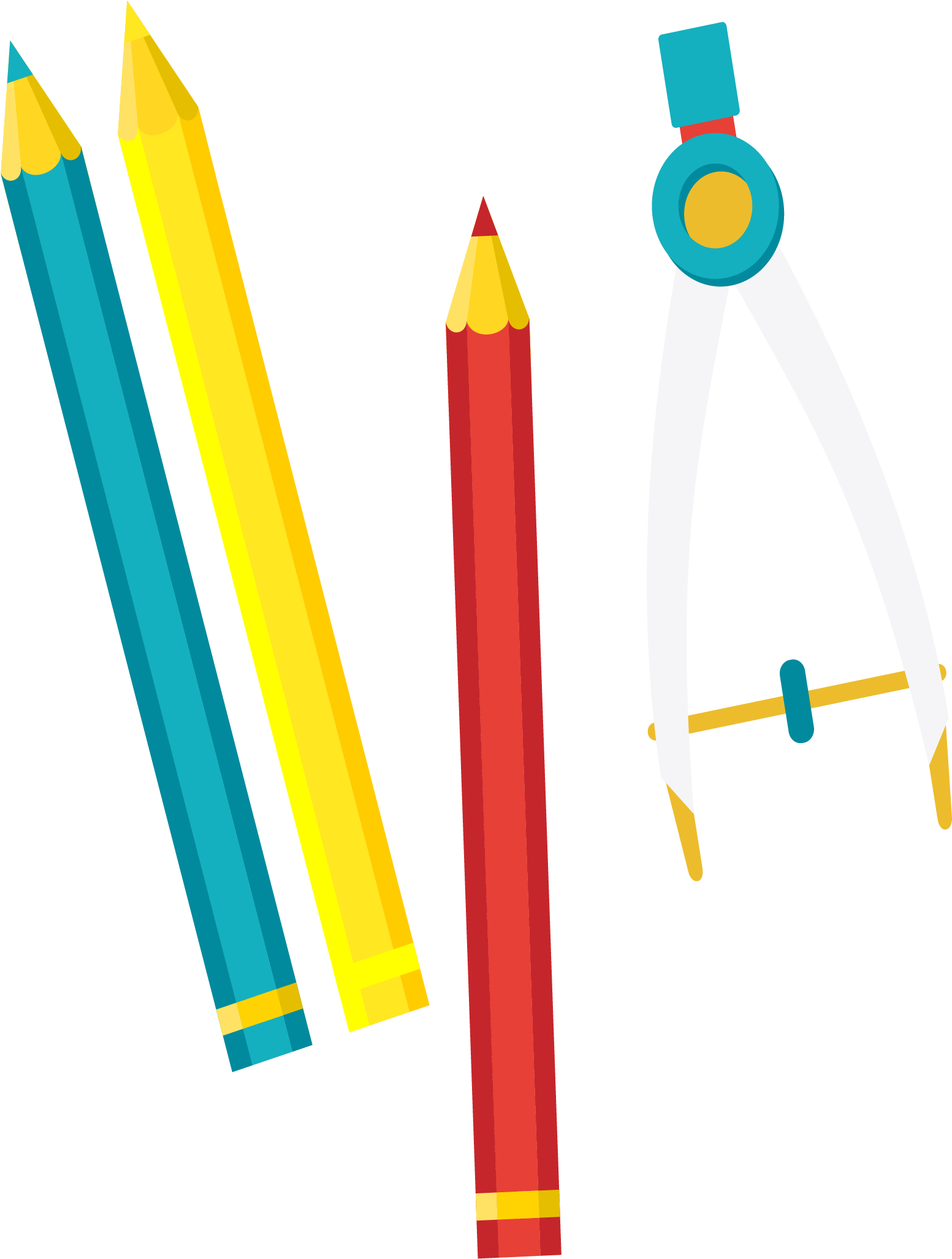 Colored Pencil Drawing Vector Color Lead Compass Material - Flat Design (2417x2650)