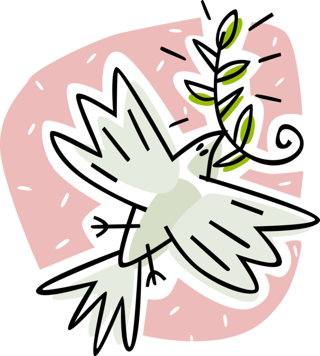 Vector Illustration Of Dove Of Peace Bird Secular Symbol - Olive Branch (629x700)