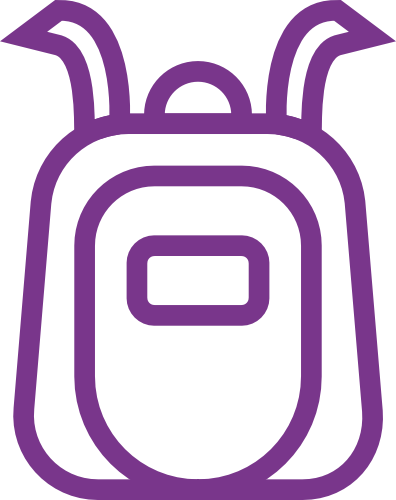 Backpack With Straps Icon Purple - Icon Purple Backpack Png (396x500)