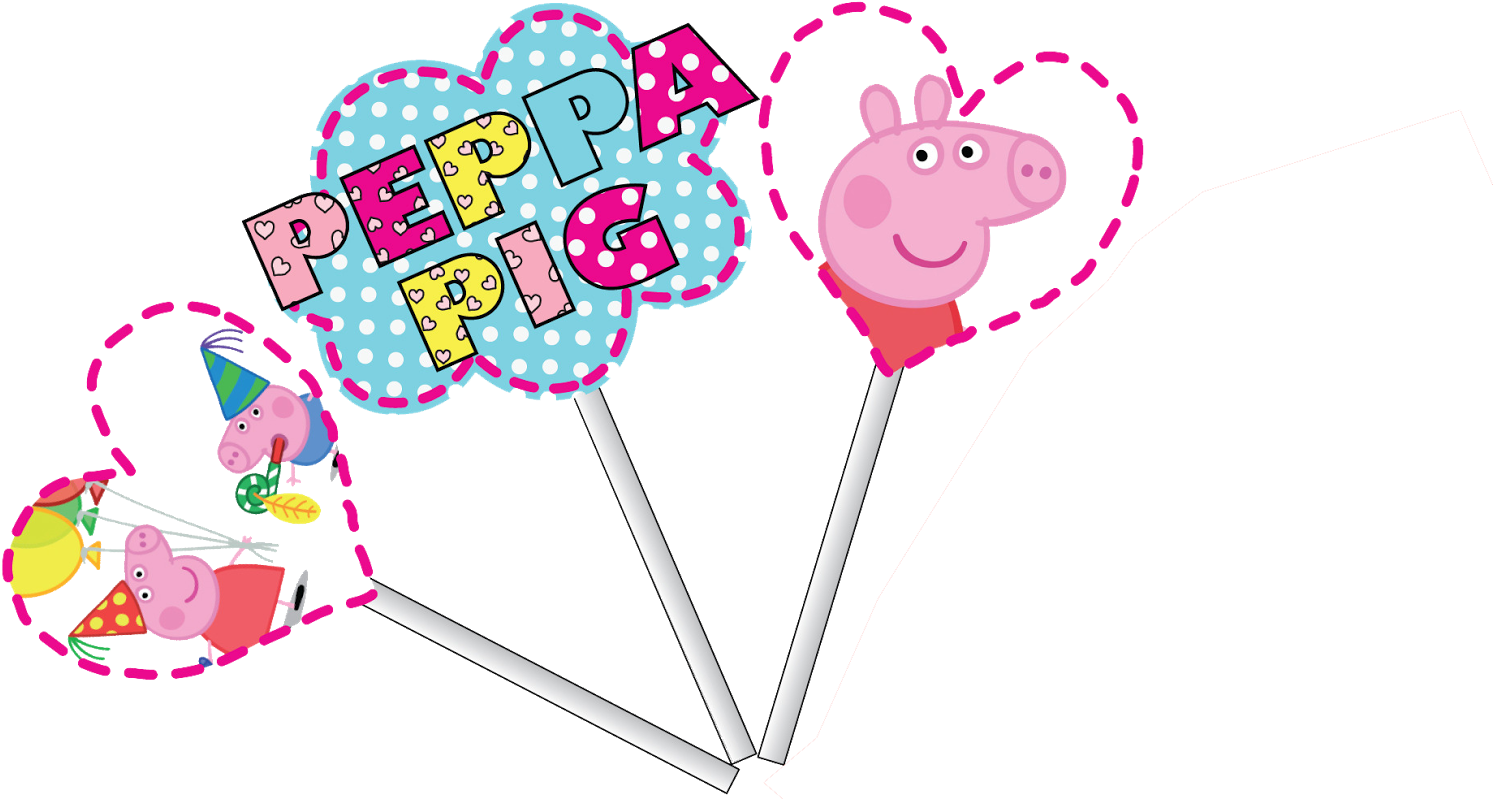 Pink M Party Heart Peppa Pig Font - Peppa Pig Party (1600x822)