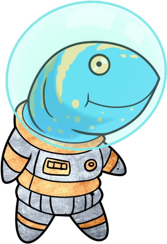 Fish Astronaut - The Fish - Cartoon (700x954)