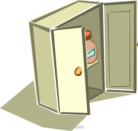 Closet Royalty Free Vector Clip Art Illustration - Open Cupboard Clipart (480x455)