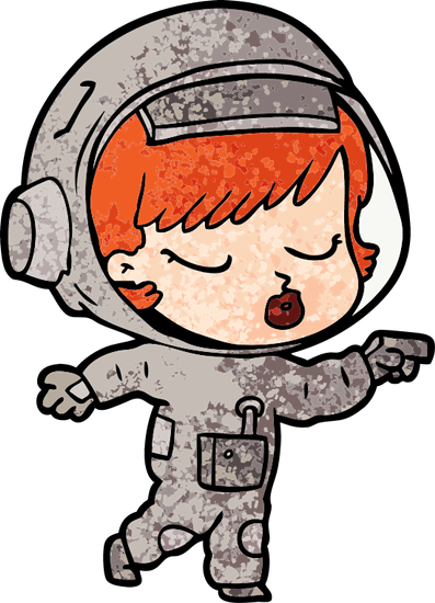 Cartoon Pretty Astronaut Girl Pointing - Drawing (397x550)