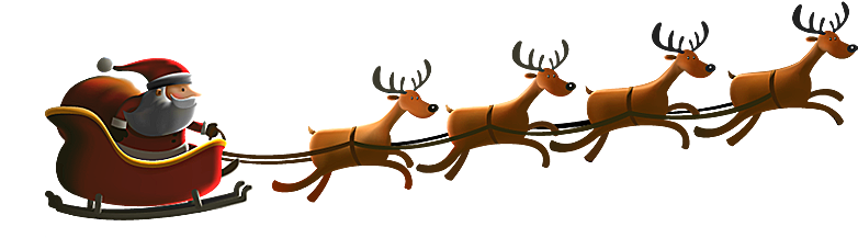 Pere Noel - Santa And Reindeer Png (832x227)