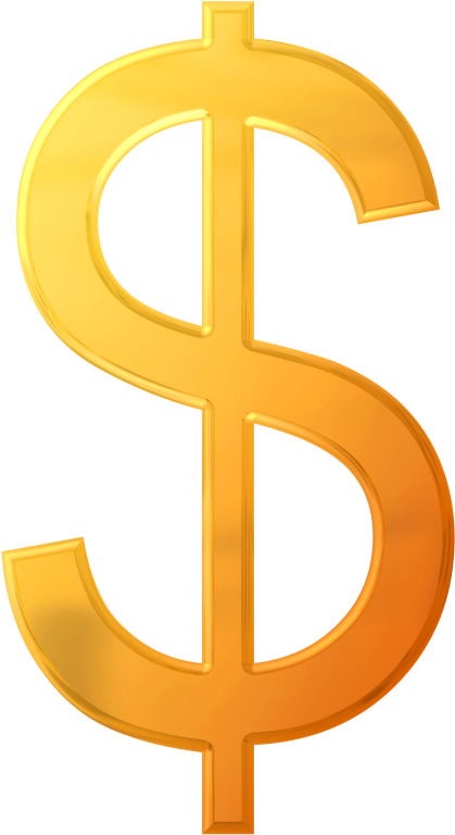 Dollar Sign - Golden Dollar Sign Png (1250x2001)