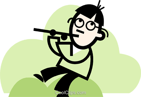 Man Playing The Flute Royalty Free Vector Clip Art - Person In Deep Thought (480x331)