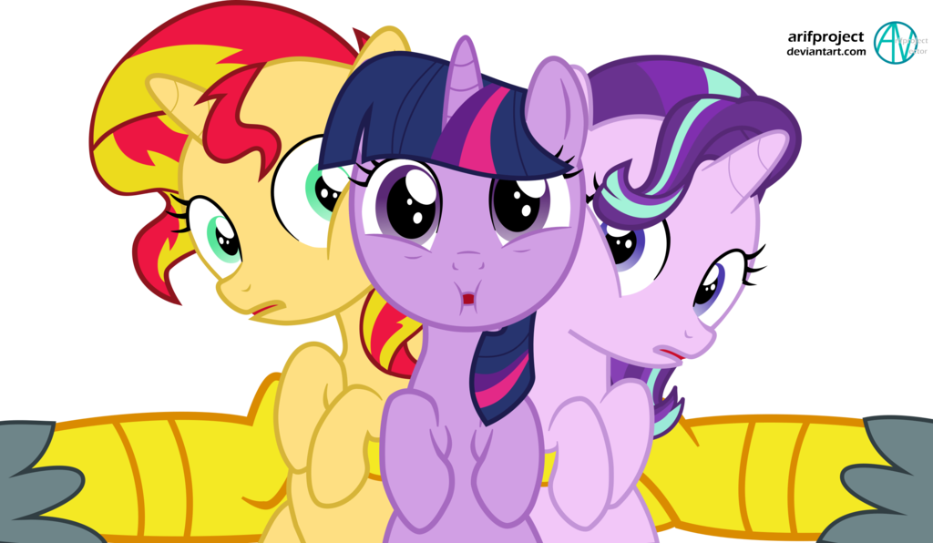 Sunset Shimmer, Twilight, And Starlight Glimmer By - My Little Pony Starlight Glimmer And Sunset Shimmer (1024x596)