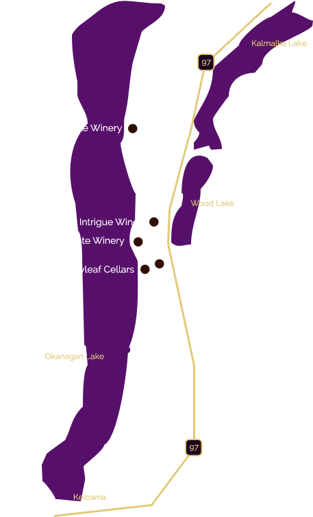 Wine Tour Map Showing Lake Country Wineries - Lavender (700x773)