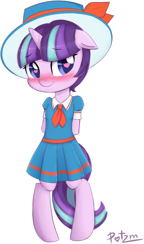 Potzm, Blushing, Clothes, Cute, Filly, Glimmerbetes - Cartoon (675x1024)