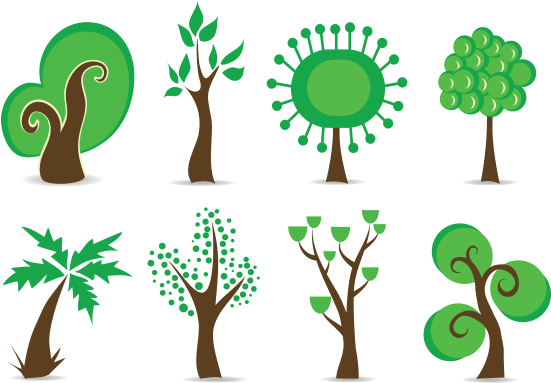 Cute Tree Illustrations Free Vectors Png Graphic Cave - Modern Green Tree 42 Beach Towel (1200x628)
