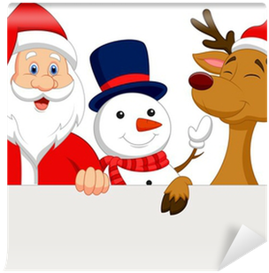 Fototapeta Święty Mikołaj, Renifery I Bałwan Z Pustym - Nariz De Santa Claus (400x400)