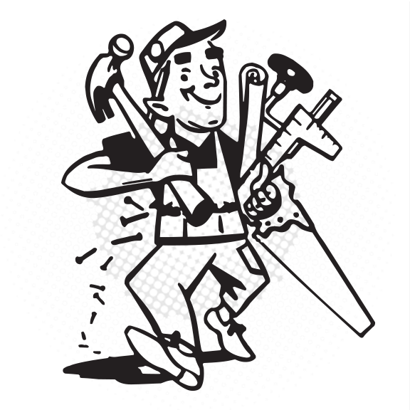 Scroll Down - Handyman Clipart Black And White (576x576)