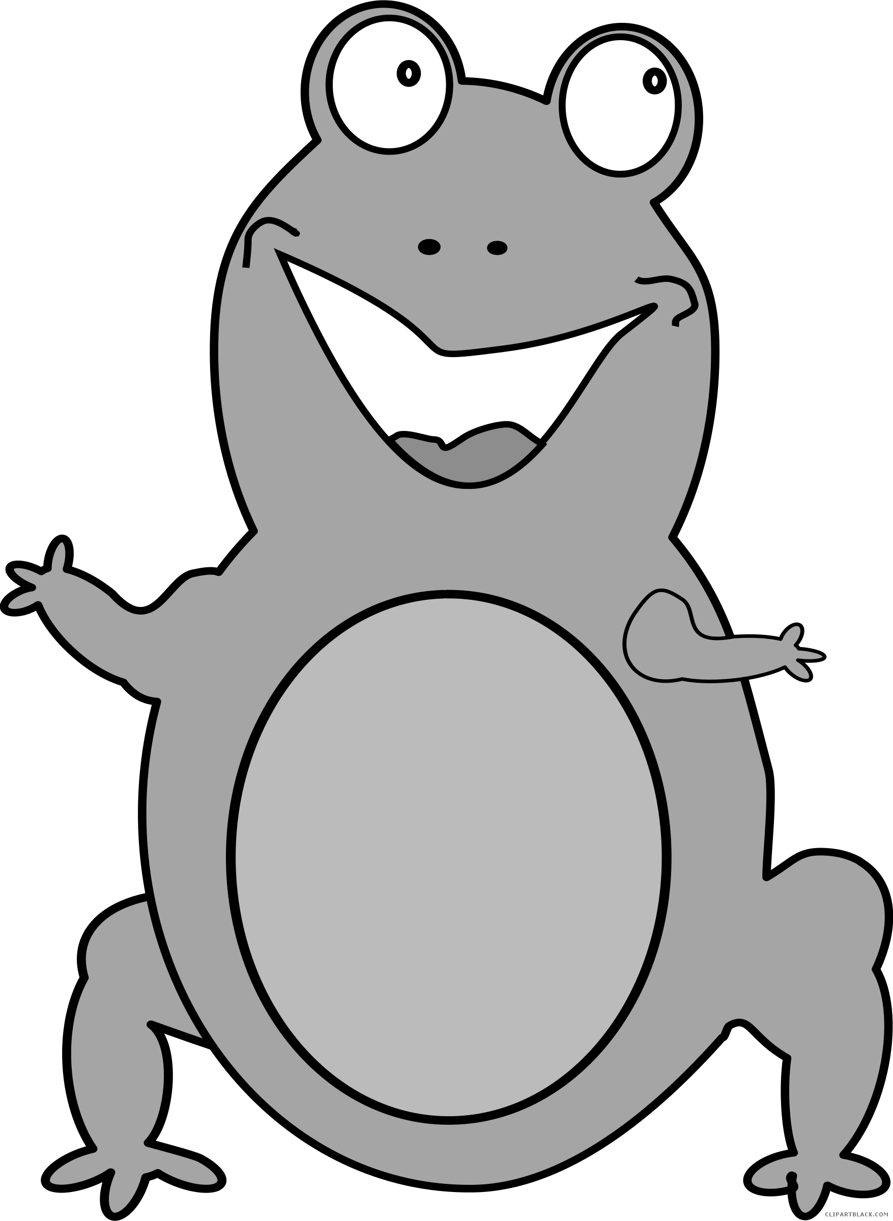 Happy Frog Animal Free Black White Clipart Images Clipartblack - Mikasa Midnight #l5542 12" Chop Plate/round Platter (1755x2400)