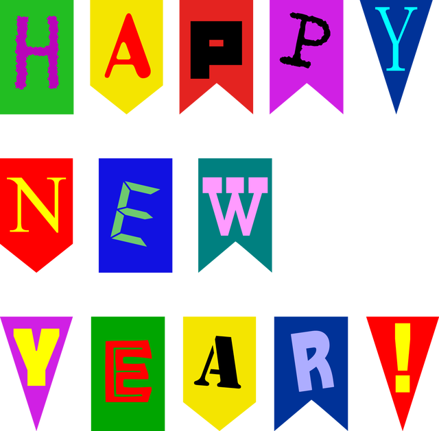 Happy New Year Banner Clip Art - Happy New Year Banner Printable (640x629)