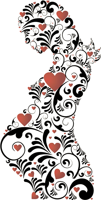 International Womens Day Stock Photography Clip Art - Stickalz Llc Pregnant Woman Flowers Heart Wall Art (500x750)